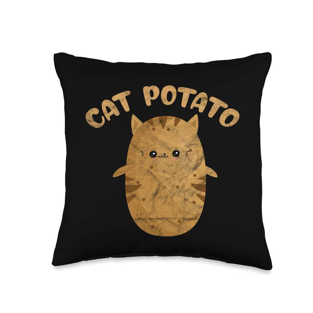 6998 Cat Potato Funny Cat Lover Throw Pillow